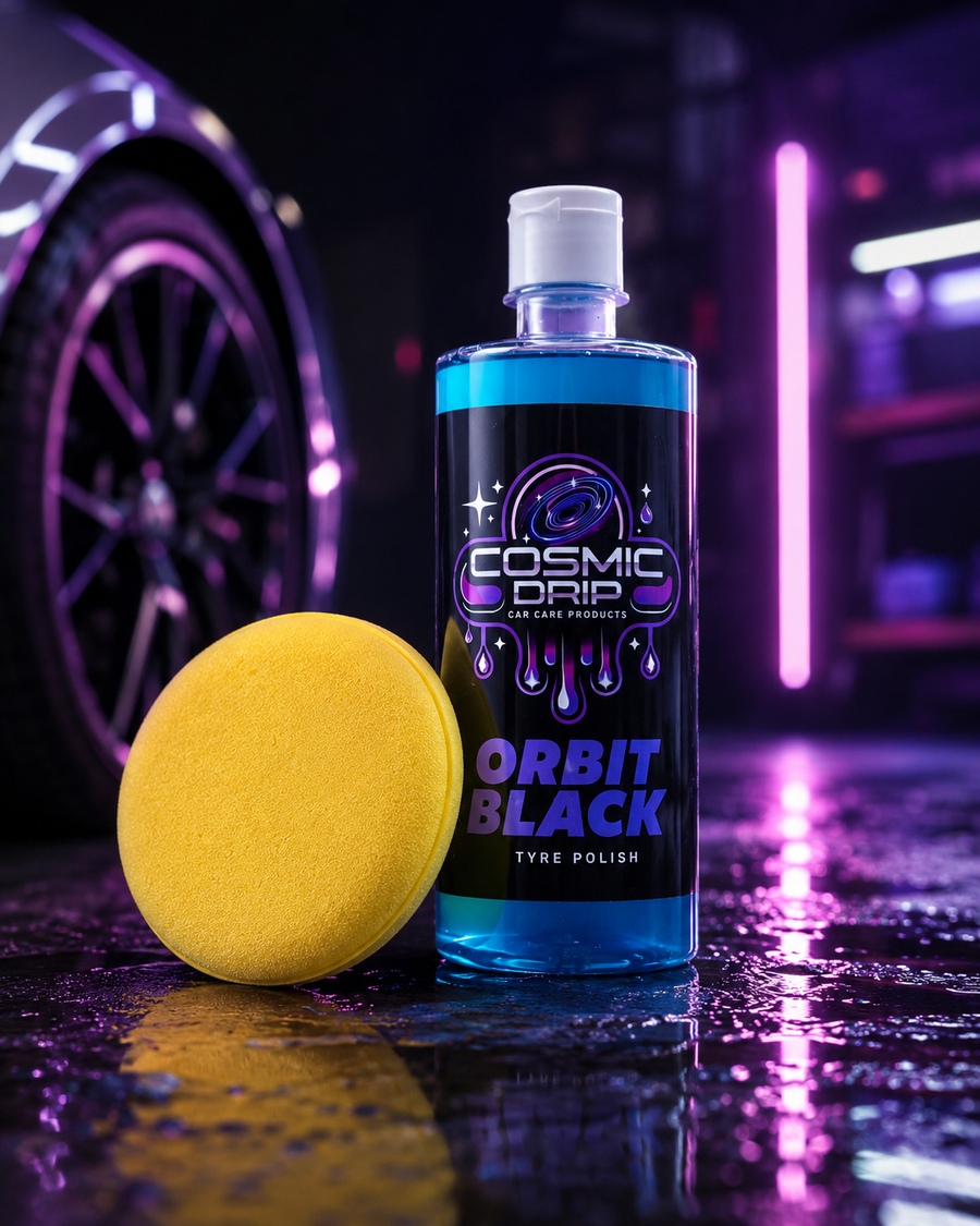 Orbit black tyre polish + Application pad combo pack